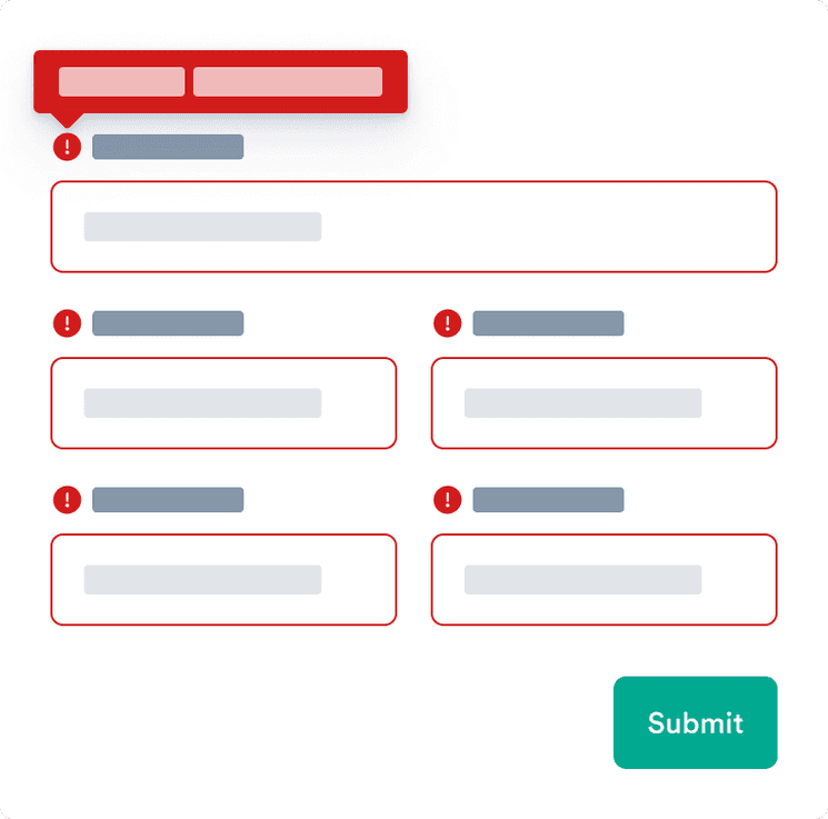 Do: Showing error states on input fields after hitting submit button.