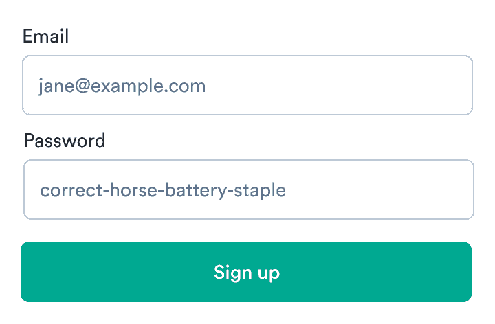 A form with a primary button to 'Sign up'.